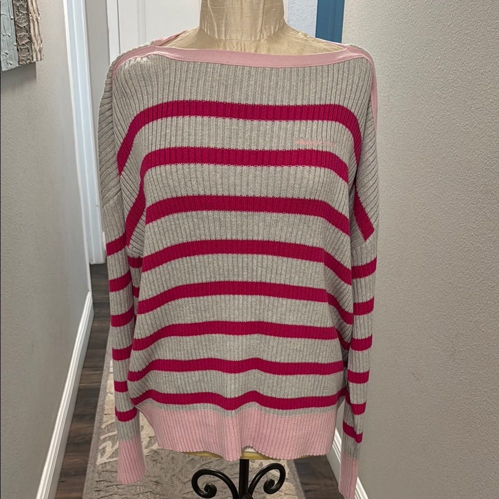 Vineyard Vines Boatneck  Pink and Gray Women's Sweater